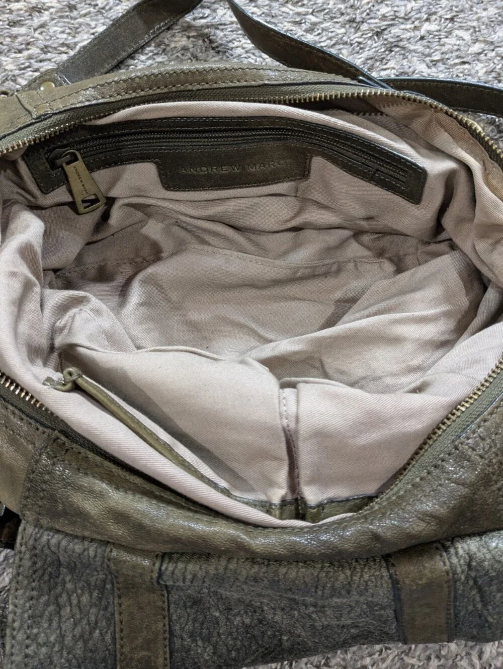 Andrew Marc Brown Leather Crossbody Satchel Messenger Bag